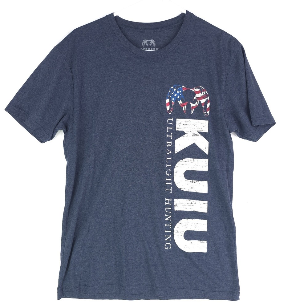 KUIU Ultralight T Shirt Blue Graphic Logo Mens M Short Sleeve Patriotic Ram